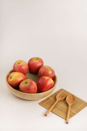 Red Organic Envy Apples Ready to Eat on white backgroundの写真素材