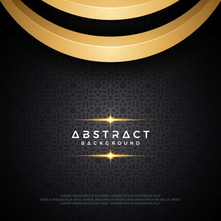 Abstract dark background design with golden arches and using modern geometric ornaments. Text can be replacedのイラスト素材