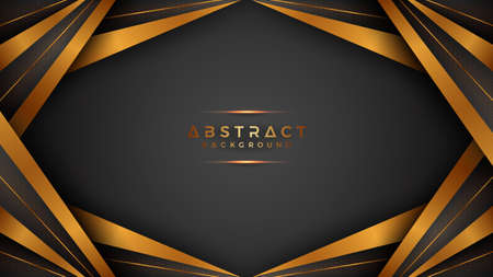 Abstract black background with a combination glowing golden dots with 3D style. Abstract black papercut textured background with shining golden halftone pattern.のイラスト素材