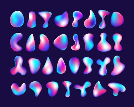 Abstract and modern, colorful liquid or fluid gradient design element. Liquid gradient vector background with blue, pink, white, and purple color. Fluid design collection.のイラスト素材