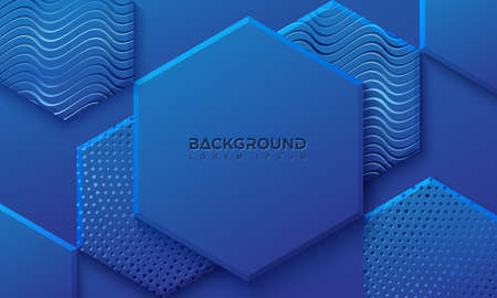 Blue background with 3D style. Hexagon background with a combination of dots and lines. Eps10 Vector...