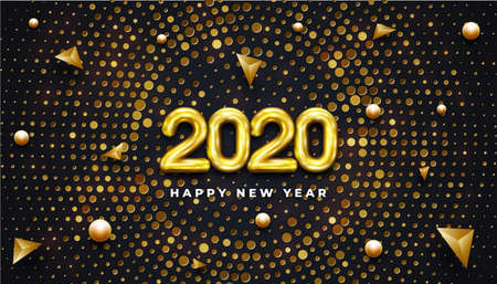 Happy New 2020 Year with combination of shining dots