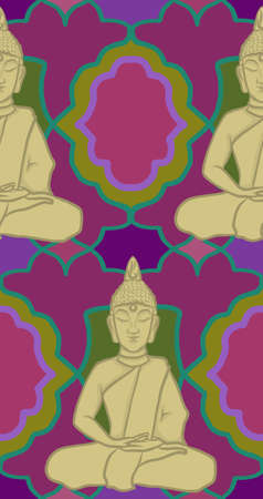 Buddha Colourful Seamless Patternのイラスト素材