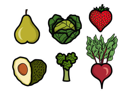 Heart shaped fruit and vegetablesの写真素材