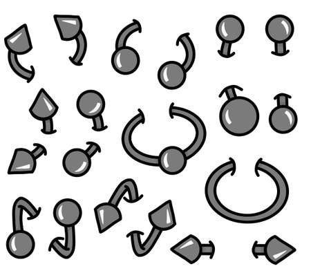 Piercing Isolated Setのイラスト素材