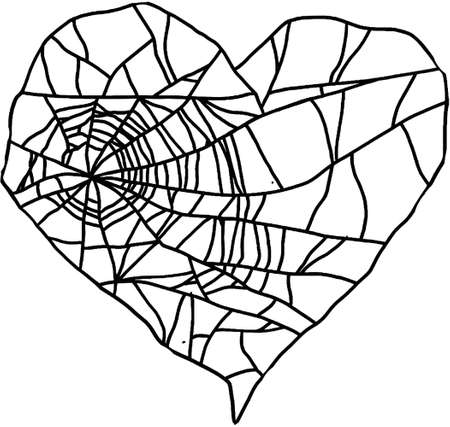 Heart shaped spider webのイラスト素材