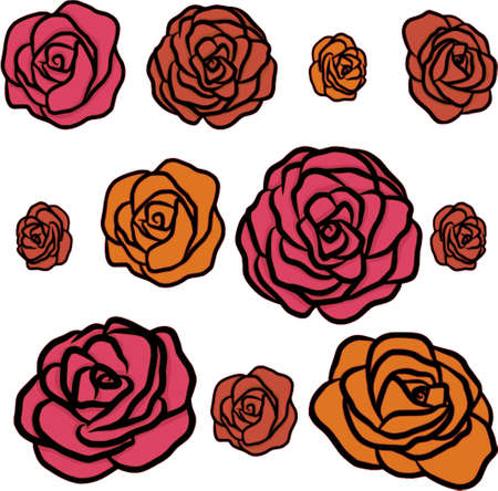 Roses Flower Set Isolatedのイラスト素材
