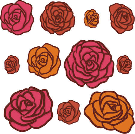 Roses Flower Set Isolatedのイラスト素材