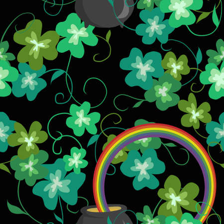 Irish Shamrocks and Gold at the end of the rainbowの写真素材