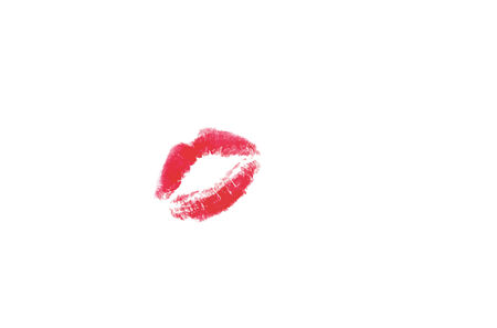 Red kiss lip print on a white backgroundのイラスト素材