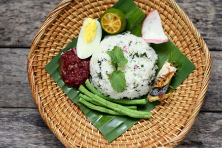 Nasi Ulam - Malay traditional cuisine, rice with herbsの写真素材