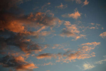 Sky color orange and blue for backgroundの写真素材