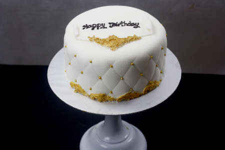 Luxury vintage white and gold cakeの写真素材