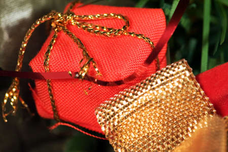Christmas decoration with fir and giftの写真素材