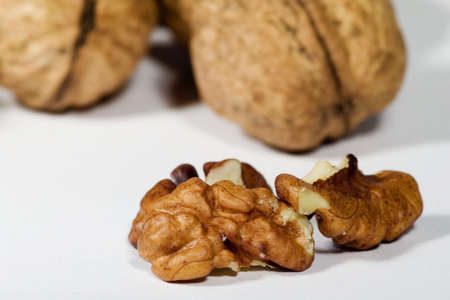 Walnut in closeup by macro lens
