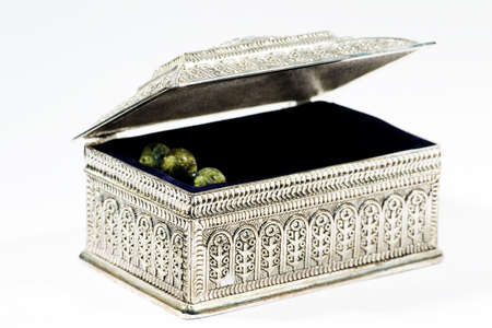 Retro silver jewelry box by macro lens