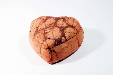 jewelry box by leather. jewelry box look like heartの写真素材