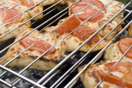 Grilled delicious kebabs over grillの写真素材