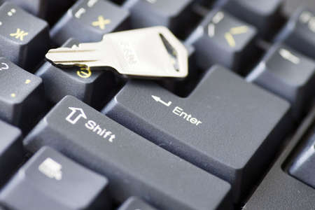 Security conception. Keyboard whit key.