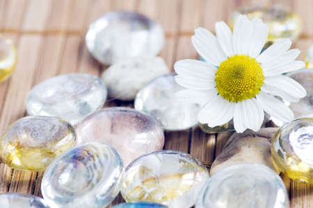 Chamomile and pebble - spa conceptの写真素材