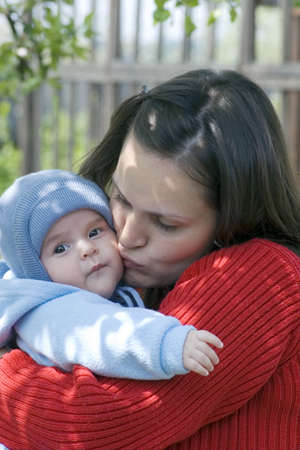  Mother Kissing Baby in park