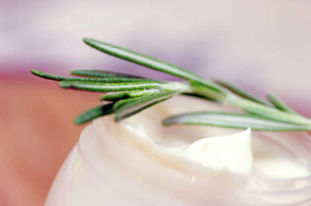 cream with leaf of lavender. Spa conceptの写真素材