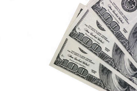 Stack of american dollars isolated on white.