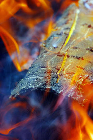 a fire is in a fire-placeの写真素材