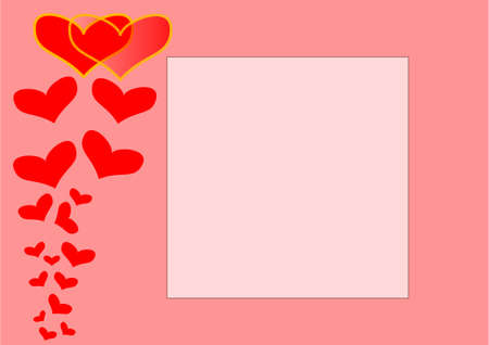 A valentines  background with a series of red hearts on a red background with room for textの写真素材