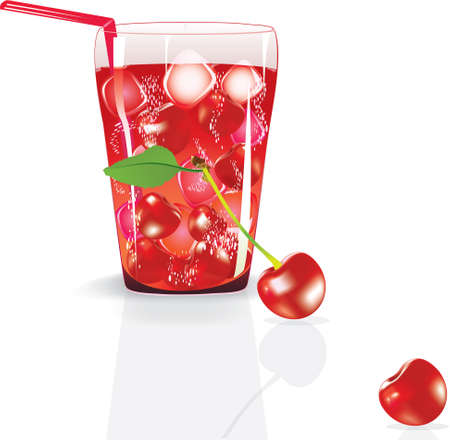 illustration of fresh cherry juice with cherry.のイラスト素材