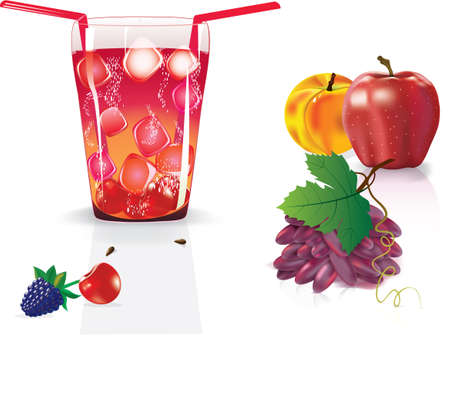 illustration of fresh fruite juice over white background.のイラスト素材