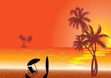 Sunset at Beach Shore and surf.のイラスト素材