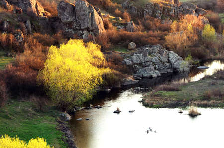 Sunset on the river Mertvovod の写真素材