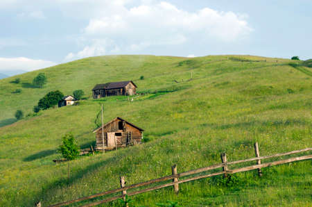 evening mountain plateau landscape (Carpathian, Ukraine) の写真素材