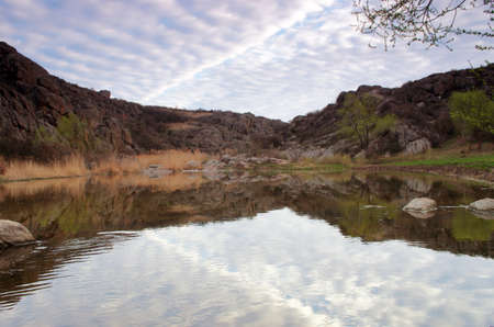 Sunrise on the river Mertvovod の写真素材