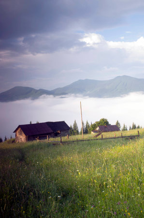 evening mountain plateau landscape (Carpathian, Ukraine)のeditorial素材
