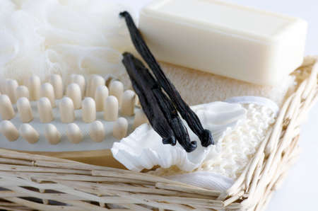 health spa setting over white backgroundの写真素材