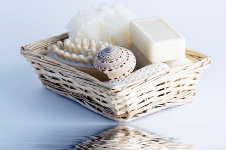 health spa setting over white backgroundの写真素材