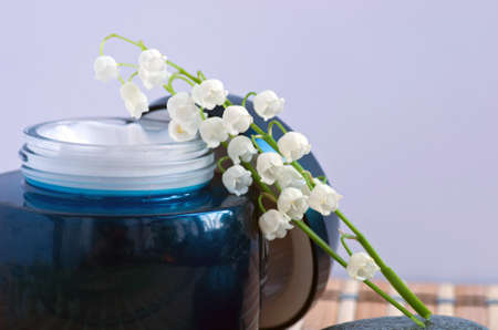 Flowers in a bowl color of brown with sea salt for SPAの写真素材