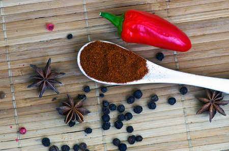 Spices. Spice in caramic spoon. Herbs.