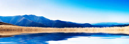 evening mountain plateau landscape (Carpathian, Ukraine)の写真素材