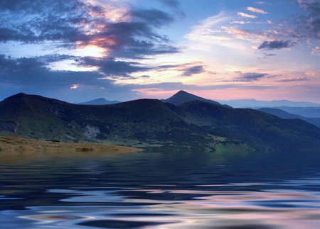 misty sunset mountainside (Carpathian Mt's, Ukraine)