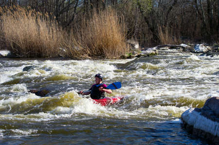Rafting on the rapids of the river "Southern Bug".のeditorial素材