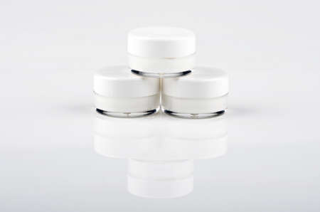 Blank white facial cream jar isolate on white backgroundの写真素材