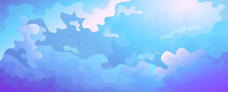 Horizontal blue sky with fluffy clouds.のイラスト素材