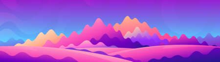Colorful abstract geometric mountains. Fantasy widescreen natural landscape.のイラスト素材