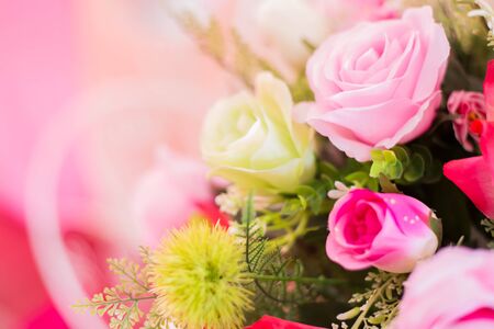 Close up of colorful artificial bouquet flowersの写真素材