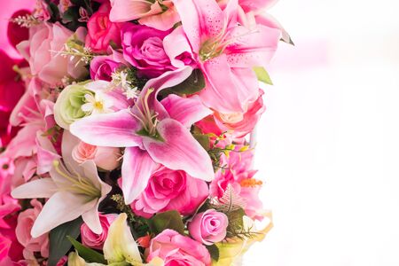 Close up of colorful artificial bouquet flowersの写真素材