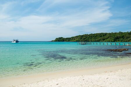 boat in the sea of Kood island in Thailandの写真素材