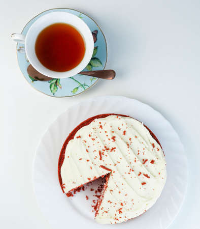 Red velvet cake with cocoa and cream cheese